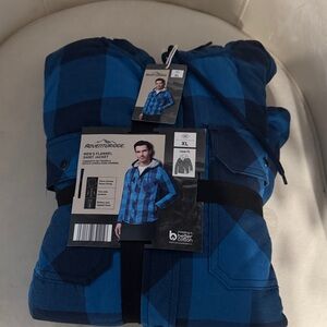 Adventure Men's Blue Plaid Flannel Shirt Jacket